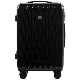 100 % POLICARBON / PC190, Średnia walizka podróżna Wings M, Black / 5 lat gwarancji
