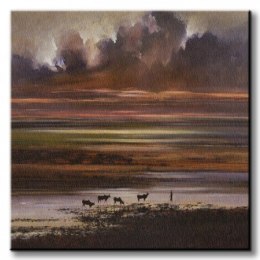 Cattle at Sunset - Obraz na płótnie