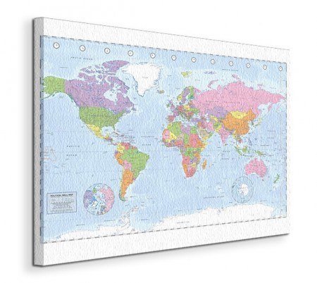 Political World Map - Miller - Obraz na płótnie