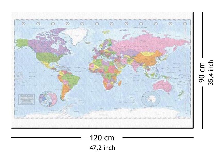 Political World Map - Miller - Obraz na płótnie