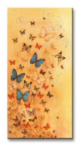 Butterflies On Warm Ochre - Obraz na płótnie