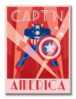 Marvel Art Deco Kapitan Ameryka - Obraz na płótnie