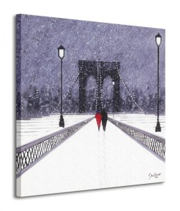 Nighttime Stroll Across Brooklyn Bridge - New York - Obraz na płótnie