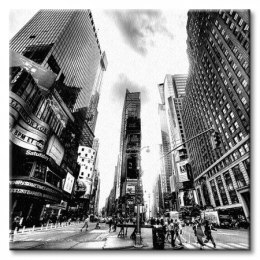 Times Square BW New York - Obraz na płótnie