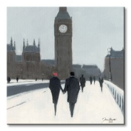 Big Ben, Red Beret and Snow - Obraz na płótnie