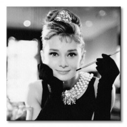 Audrey Hepburn (Breakfast at Tiffany's B&W) - Obraz na płótnie