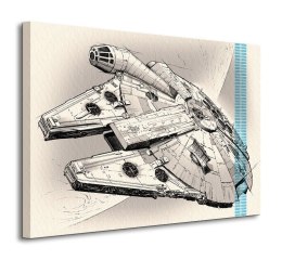 Gwiezdne Wojny Star Wars Episode VII (Millennium Falcon Pencil Art) - obraz na płótnie