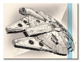 Gwiezdne Wojny Star Wars Episode VII (Millennium Falcon Pencil Art) - obraz na płótnie