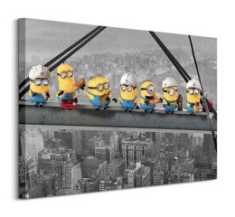 Minionki Lunch On A Scyscraper - Robotnicy na belce - Obraz na płótnie