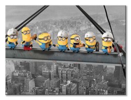 Minionki Lunch On A Scyscraper - Robotnicy na belce - Obraz na płótnie