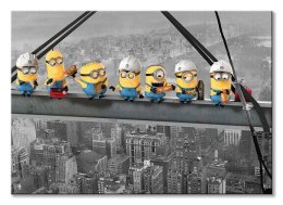 Minionki Lunch On A Scyscraper - Robotnicy na belce - Obraz na płótnie