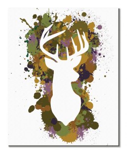 Splatter Silhouette Stag - obraz na płótnie