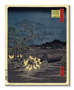 Foxes at the Changing Tree in Oji - obraz na płótnie