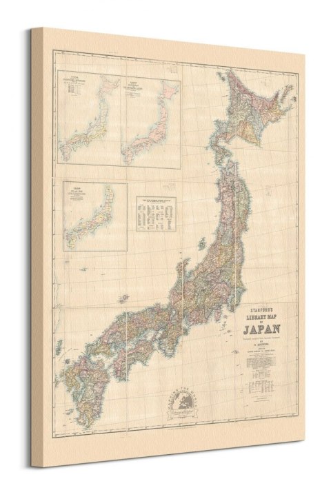 Stanfords Mapa Japonii 1879 - obraz na płótnie