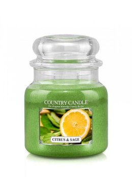 Country Candle - Citrus and Sage - Średni słoik (453g) 2 knoty