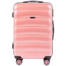 100 % POLICARBON / PC 160, Średnia walizka podróżna Wings M, Pink / 5 lat gwarancji