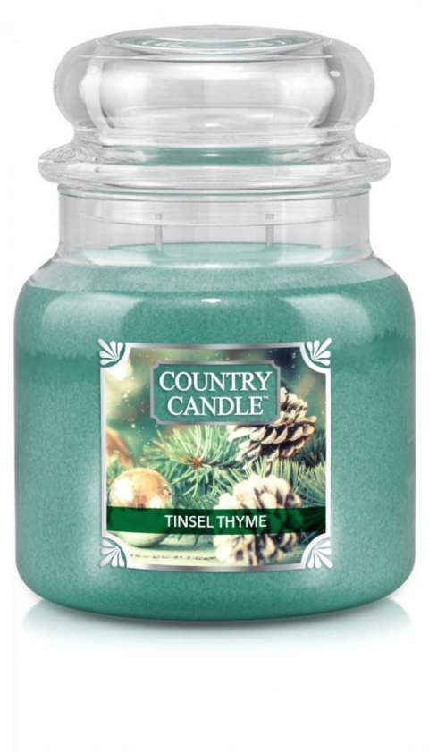 Country Candle - Tinsel Thyme- Średni słoik (453g) 2 knoty