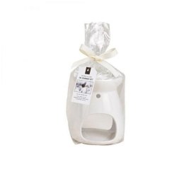 Kominek do wosków: Ceramiczny biały + wosk (Silver Snowflake)