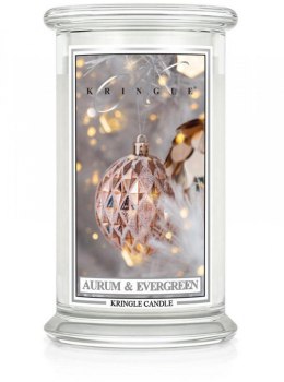Kringle Candle - Aurum & Evergreen - duży, klasyczny słoik (623g) z 2 knotami