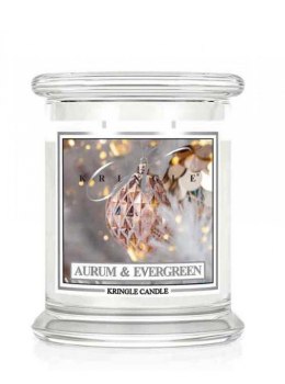 Kringle Candle - Aurum & Evergreen - średni, klasyczny słoik (411g) z 2 knotami