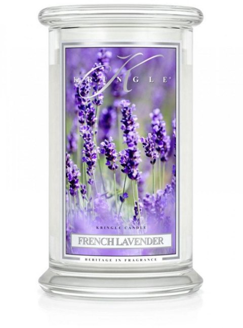 Kringle Candle - French Lavender - duży, klasyczny słoik (623g) z 2 knotami