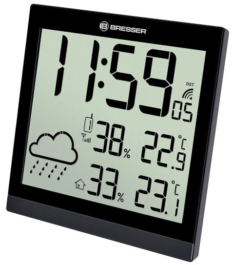 Stacja meteorologiczna Bresser TemeoTrend JC LCD RC (zegar ścienny), czarna