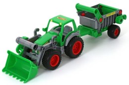 WADER-POLESIE 8718 Traktor-ładowarka z naczepą Farmer-technik