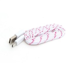 OMEGA CAMELEON FABRIC BRAIDED MICRO USB TO USB FLAT CABLE KABEL 1M WHITE TE[42331]