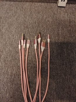 OMEGA CANTIL FABRIC CABLE KABEL BRAIDED MICRO USB TO USB 2A 118 COPPER POLY 1M ROSE GOLD [44056]