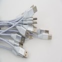 OMEGA HABU FABRIC CABLE KABEL BRAIDED LIGHTNING TO USB 2A TAIWAN CHIP POLYBAG OEM 1M SILVER [44172]