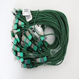OMEGA MABUYA FABRIC CABLE KABEL BRAIDED TYPE-C TO USB 2A POLYBAG OEM 1M GREEN [44196]