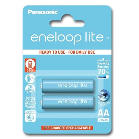 PANASONIC ENELOOP LITE ACCUMULATOR R6/AA 950mAh DECT 2 PCS BLISTER BK-3LCCE-2BE