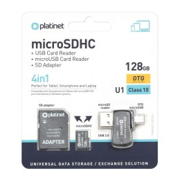 PLATINET 4-in-1 microSD 128GB + CARD READER + OTG + ADAPTER [45650]