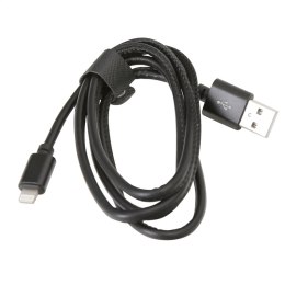 PLATINET ASPER USB LIGHTNING LEATHER CABLE KABEL 1M 2,4A BLACK TE [43297]