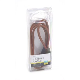 PLATINET ASPER USB LIGHTNING LEATHER CABLE KABEL 1M 2,4A BROWN TE [43298]
