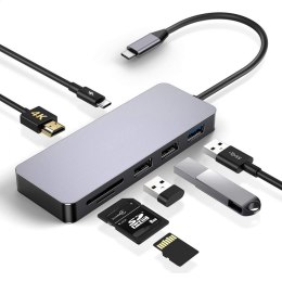 PLATINET MULTIMEDIA ADAPTER Type-C DOCKING STATION USB TO HDMI 4K 7IN1 [45221]