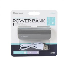 PLATINET POWER BANK LEATHER 2600mAh GREY + MICRO CABLE KABEL [43406]