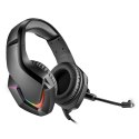 VARR GAMING RGB HEADPHONES 50MM SPEAKERS SŁUCHAWKI NAUSZNE MIC 3,5MM USB BLACK [45561] TE