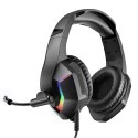 VARR GAMING RGB HEADPHONES 50MM SPEAKERS SŁUCHAWKI NAUSZNE MIC 3,5MM USB BLACK [45561] TE