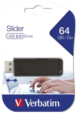 VERBATIM PENDRIVE SLIDER USB 2.0 64GB BLACK 98698