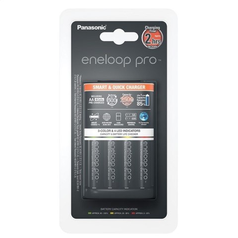 PANASONIC ENELOOP PRO CHARGER ŁADOWARKA 4-POS SMART & QUICK + 4x R6/AA 2500mAh ACCUMULATOR K-KJ55HCD40E