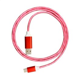 PLATINET USB A TO USB TYPE-C LED CABLE KABEL 1M 2A RED [45741]