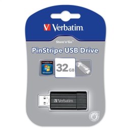 VERBATIM PENDRIVE PINSTRIPE USB 2.0 32GB BLACK 49064