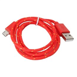 OMEGA REPTILE FABRIC BRAIDED MICRO USB TO USB CABLE KABEL 1M RED TE [42321]