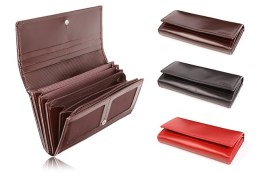 Duży skórzany portfel damski PPD5 RED
