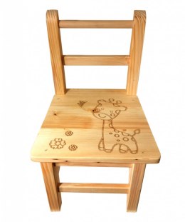 Krzesełko dziecięce z drewna surowe EKO Żyrafa